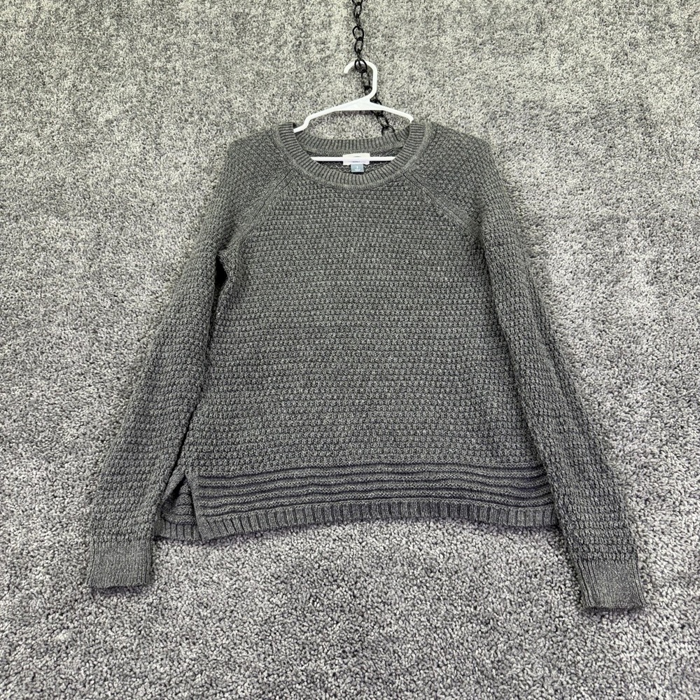 Old Navy Sweater Womens S Gray Waffle Knit Crew Raglan Pullover Casual